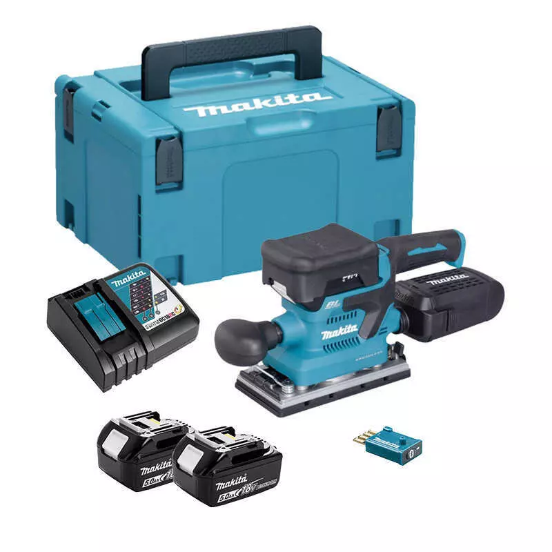 Ponceuse vibrante 18V 93x185 mm Bluetooth AWS - MAKITA - avec 2 batterie 18V 5.0Ah - chargeur- MakPac - DBO381RTJU Ponceuse vibrante 18V 93x185 mm Bluetooth AWS - MAKITA - avec 2 batterie 18V 5.0Ah - chargeur- MakPac - DBO381RTJU