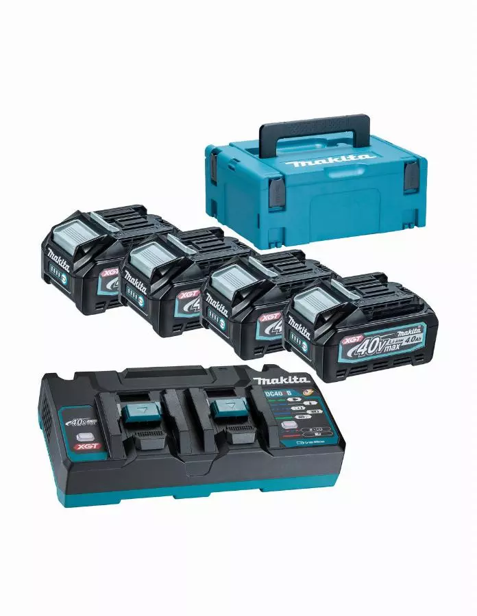 Makita 40V Li-ion MAX Set de 4 batteries 4.0Ah - Chargeur - Mbox - 191U28-6 Makita 40V Li-ion MAX Set de 4 batteries 4.0Ah - Chargeur - Mbox - 191U28-6