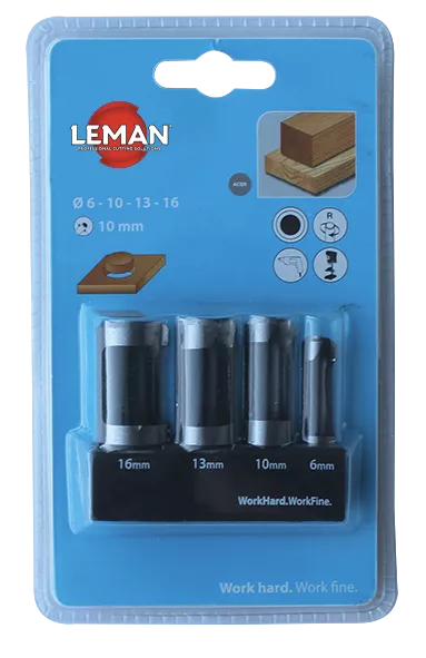 Coffret de 4 mèches à bouchonner LEMAN WS D. 6,10,13,16 mm Q. 10 mm - 200.500.04 Coffret de 4 mèches à bouchonner LEMAN WS D. 6,10,13,16 mm Q. 10 mm - 200.500.04