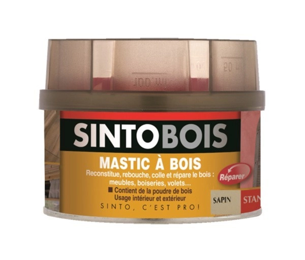 Mastic SINTOBOIS + Tube durcisseur SINTO SA - Sapin - Boite de 1 Litre - 23782