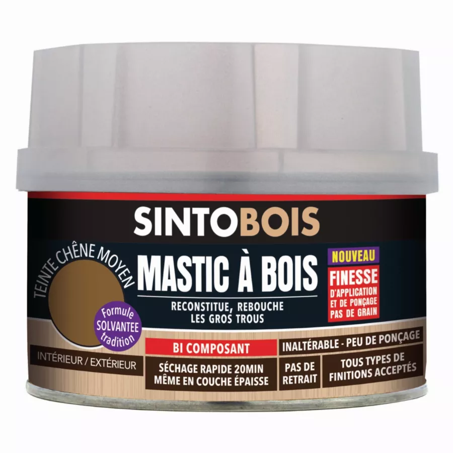 Mastic fin SINTOBOIS - Chêne Moyen - Boite 500 ml - 33811