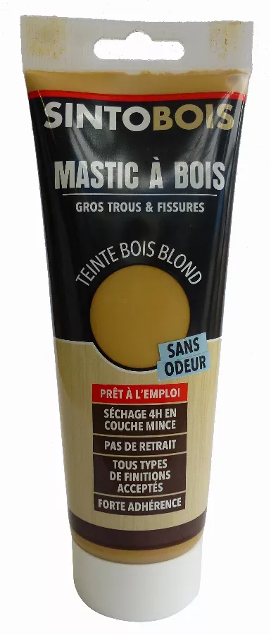 Mastic à bois Prêt à l'emploi SINTOBOIS - Bois Blond - Tube 400 g - 39700