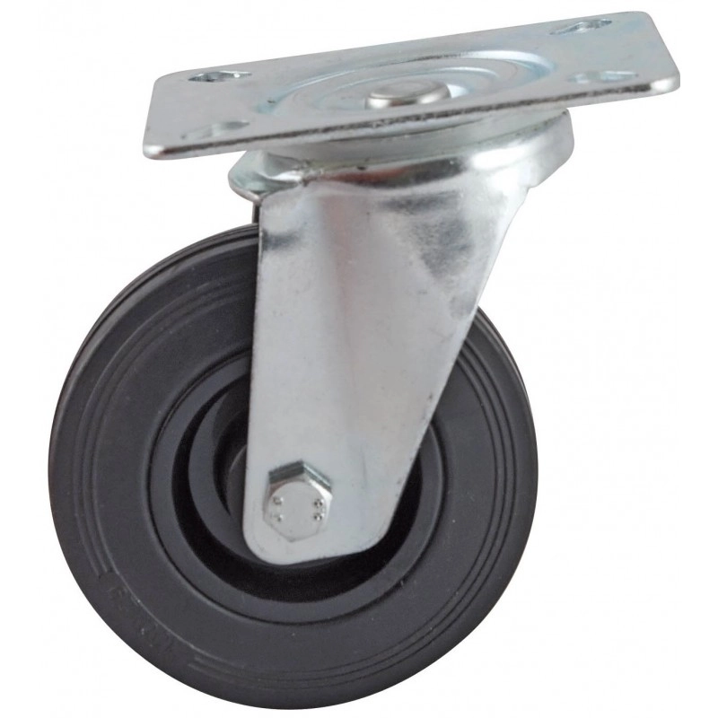 Roulette pivotante à platine rectangulaire AVL - Roue caoutchouc noir Ø 65 - Charge 60 kg - 508830A