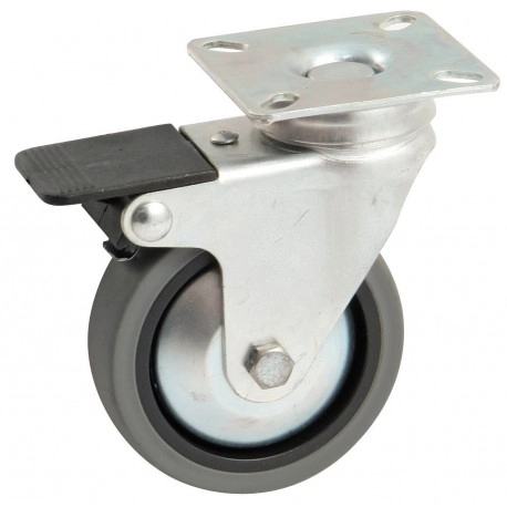Roulette pivotante à platine carrée + frein AVL - Roue caoutchouc Ø 50 - Charge 30 kg - 518879AS Roulette pivotante à platine carrée + frein AVL - Roue caoutchouc Ø 50 - Charge 30 kg - 518879AS