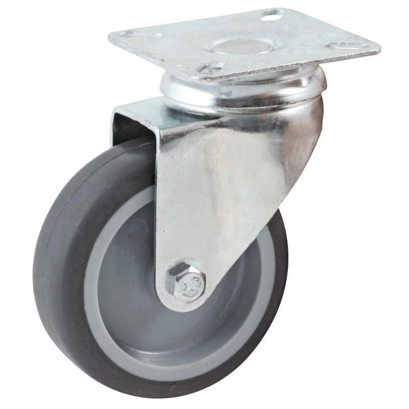 Roulette pivotante à platine rectangulaire AVL - roue caoutchouc Ø 50 mm - alésage lisse - charge 50 kg - 552830L