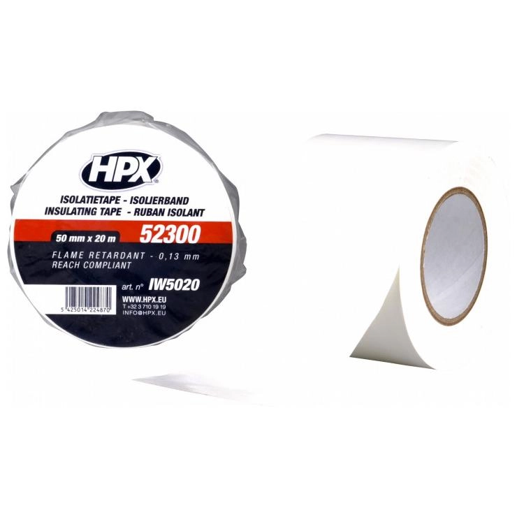 Ruban PVC Blanc pour électricien 50mm x 20m HPX - IW5020