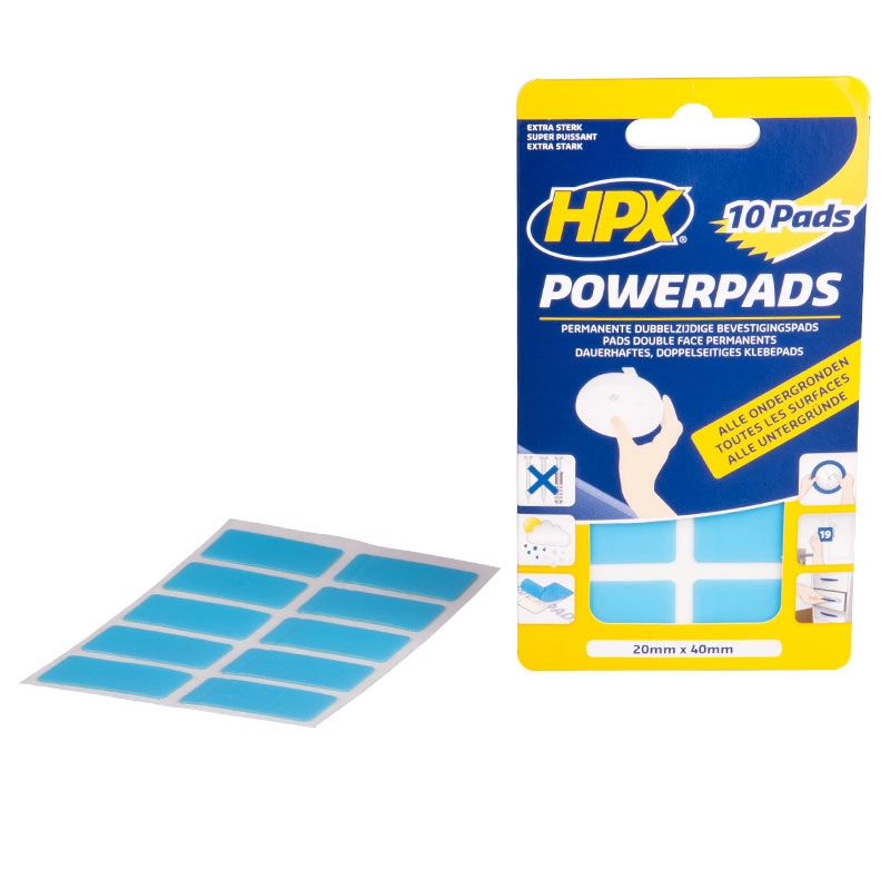 Pads adhésifs double face HPX - 20mm x 40mm - 10 pièces - PA2040