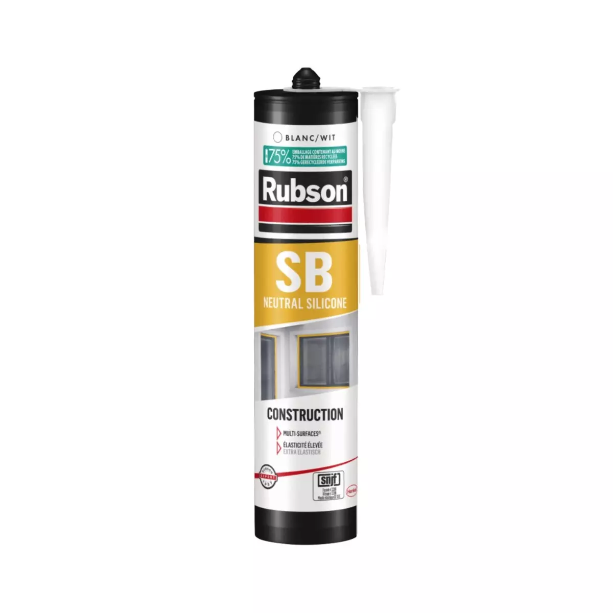 Mastic silicone neutre bâtiment RUBSON - blanc - 280ml - 2610401