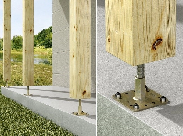 Pied de poteau réglable prêt-à-fixer SIMPSON kit complet avec