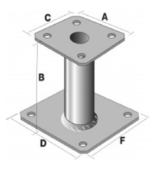 Pied de poteau fixe SIMPSON - A100xB150xC100xD130xF130mm - PPA150