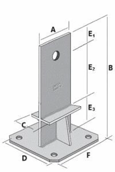 Pied de poteau en âme avec platine SIMPSON - PPSDT230