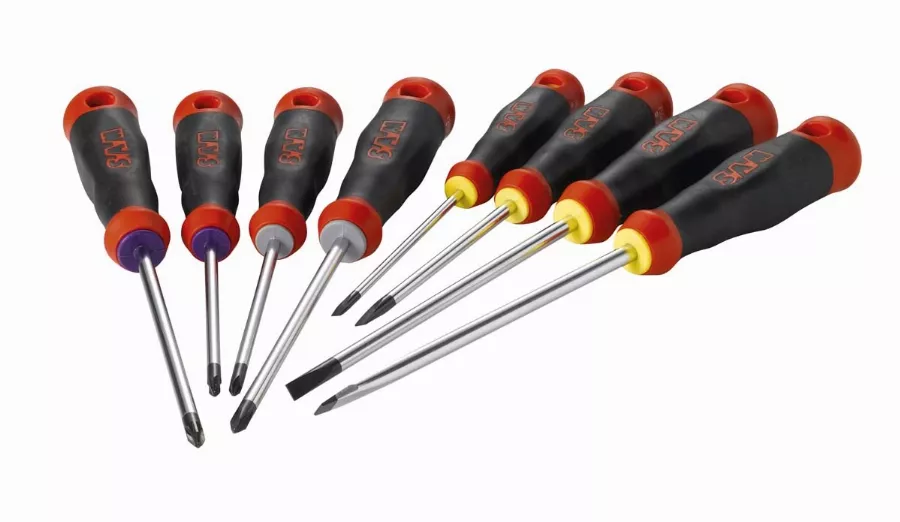 Jeu de 8 tournevis s1 fente phillips pozidriv SAM - TJ8 Jeu de 8 tournevis s1 fente phillips pozidriv SAM - TJ8