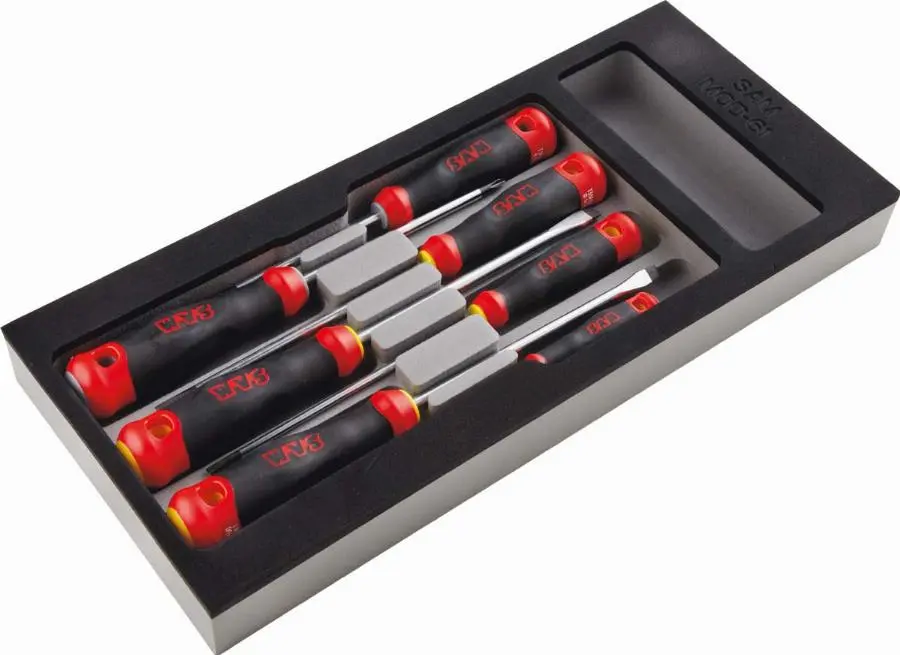Module mousse 1/3 de 7 tournevis bi-matière fente et pozidriv® SAM - TPZJ7MM