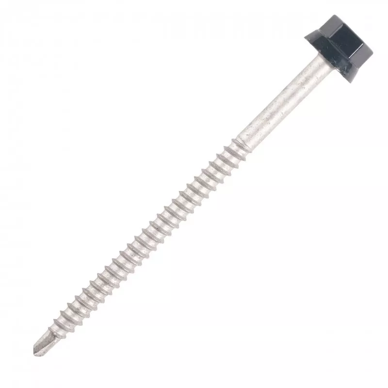 Vis bac acier SCELL-IT sommet nervuré Support bois - Ø6.3 x 75 mm - TH12 - Anthracite RAL7016 - Sachet de 100 - ZTW-63075-7016 Vis bac acier SCELL-IT sommet nervuré Support bois - Ø6.3 x 75 mm - TH12 - Anthracite RAL7016 - Sachet de 100 - ZTW-63075-7016