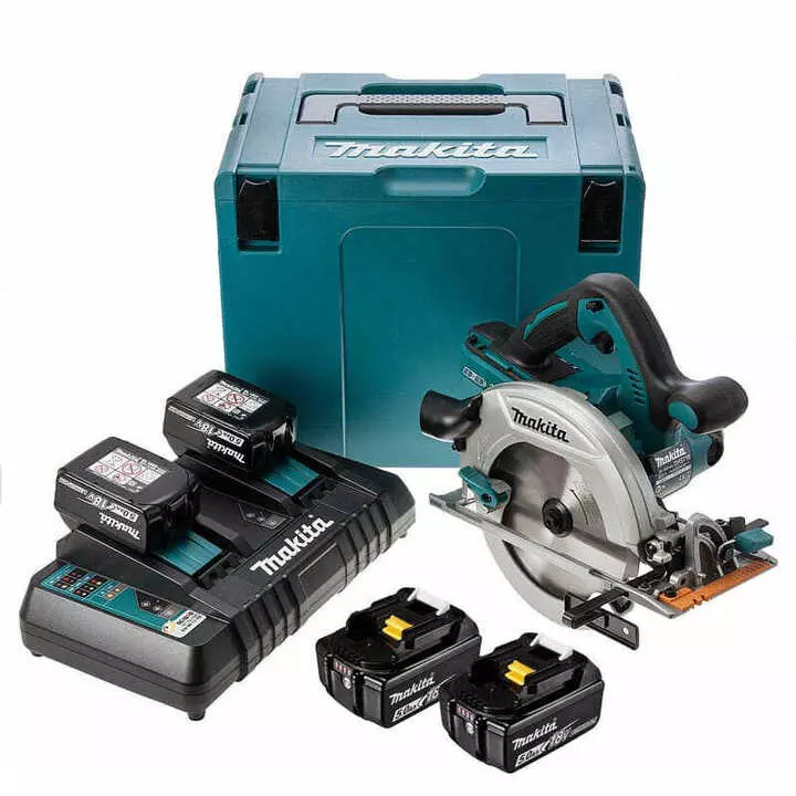 Scie circulaire 36 V (2x18V) LXT Ø190 mm - MAKITA - avec 4 batteries 18v 5.0Ah - chargeur - MakPak - DHS710PT4J Scie circulaire 36 V (2x18V) LXT Ø190 mm - MAKITA - avec 4 batteries 18v 5.0Ah - chargeur - MakPak - DHS710PT4J