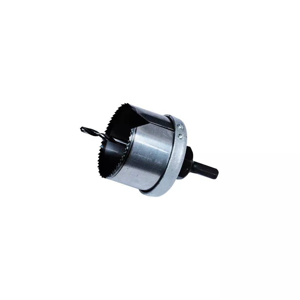 Scie cloche + Mandrin/Foret - D. 65 mm Ht. 40 mm - pour bois, plâtre - LEMAN - 50065