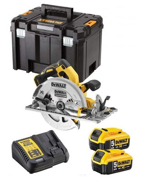 Scie circulaire XR 5Ah 184 mm DEWALT + 2 Batteries + Coffret Tstak - DCS572P2-QW