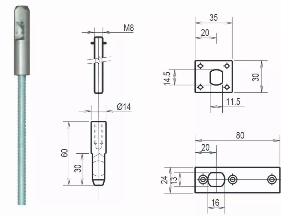 Tringles TEG complet 837 METALUX pour serrures 2 et 3 points - F15837SG00