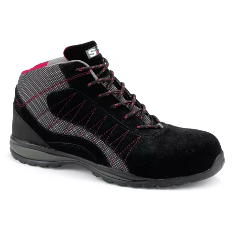 Chaussure haute LEVANT S1P - S 24 BOSSI INDUSTRIE - Cuir croûte velours noir / toile grise - 5222 