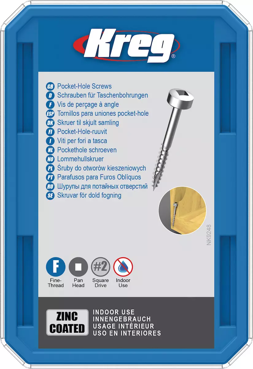  Vis à trous de poche Kreg Revêtu de Zinc Pan-Head, Filetage fin - KREG - SPS-F