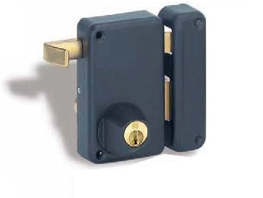 Serrure de sûreté verticale 75x130 mm noir à tirage THIRARD - Cylindre Ø23x45 mm - Gauche - 000145