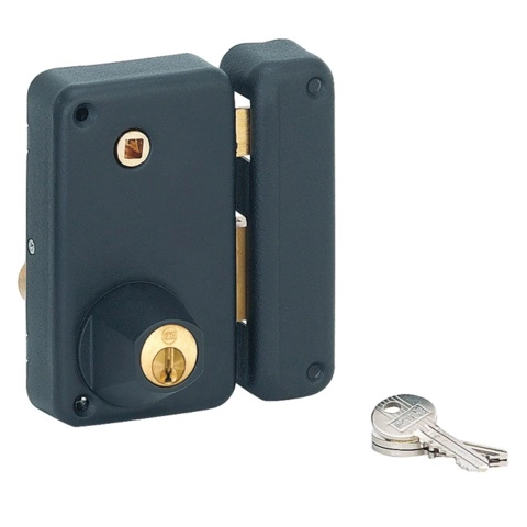 Serrure de sûreté verticale 75x130 mm noir à fouillot C7 THIRARD - Cylindre Ø23x45 mm - Gauche - 000146