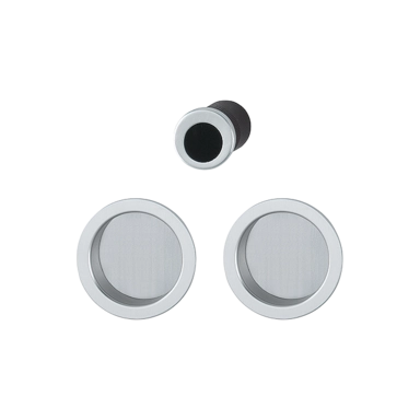 Set 5 aluminium pour porte coulissante 4920 F94-1 ronde aspect chromé satiné, aveugle sans gâche, cuvette + doigt - HOPPE - 3947849 Set 5 aluminium pour porte coulissante 4920 F94-1 ronde aspect chromé satiné, aveugle sans gâche, cuvette + doigt - HOPPE - 3947849