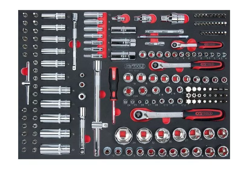 Module de douilles et accessoires 1/4'',3/8', 1/2'' KSTOOLS - 175 pièces - 711.1011