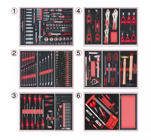 Composition d'outils 6 tiroirs pour servante KS TOOLS - 455 pièces - 714.0452