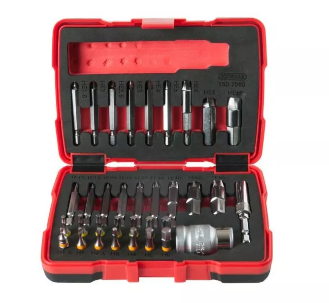 Coffret d'embouts d'extraction KS TOOLS pour vis TORX® et 6 pans - 34 pièces - 150.7060