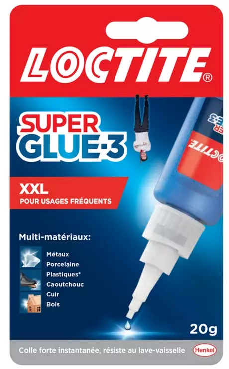 Colle cyanoacrylate superglue-3 liquide XXL - 2608834 - Henkel Colle cyanoacrylate superglue-3 liquide XXL - 2608834 - Henkel
