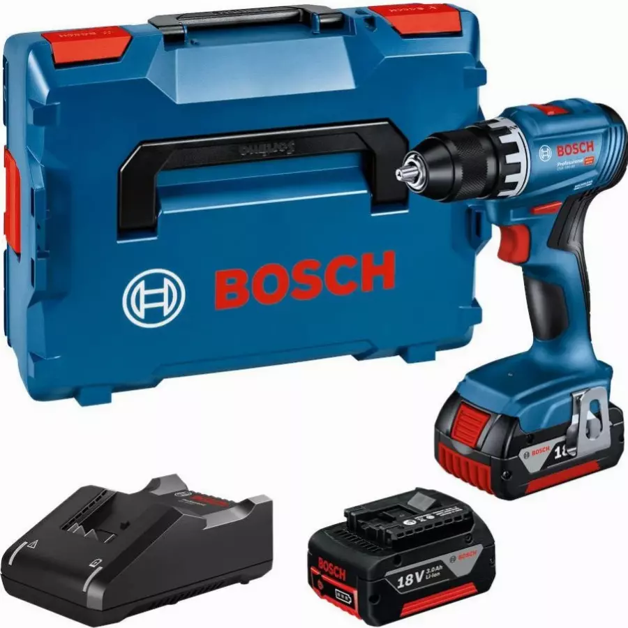 Perceuse-visseuse GSR 18V-45 - BOSCH - avec 2 batteries 18V 3.0Ah - chargeur - L-BOXX - 06019K3204 Perceuse-visseuse GSR 18V-45 - BOSCH - avec 2 batteries 18V 3.0Ah - chargeur - L-BOXX - 06019K3204
