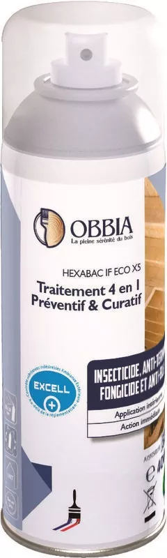 Spray traitement bois 4 en 1 OBBIA 400ml - SPTEX4/1