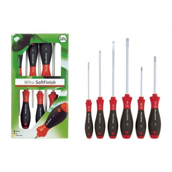 Jeu de 6 tournevis SoftFinish WIHA Fente/Pozidriv - 07153 Jeu de 6 tournevis SoftFinish WIHA Fente/Pozidriv - 07153