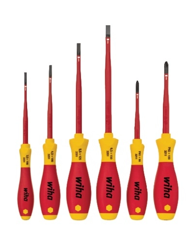 Jeu de 6 tournevis Softfinish Slimfix électricien WIHA Fente Phillips - 35389 Jeu de 6 tournevis Softfinish Slimfix électricien WIHA Fente Phillips - 35389