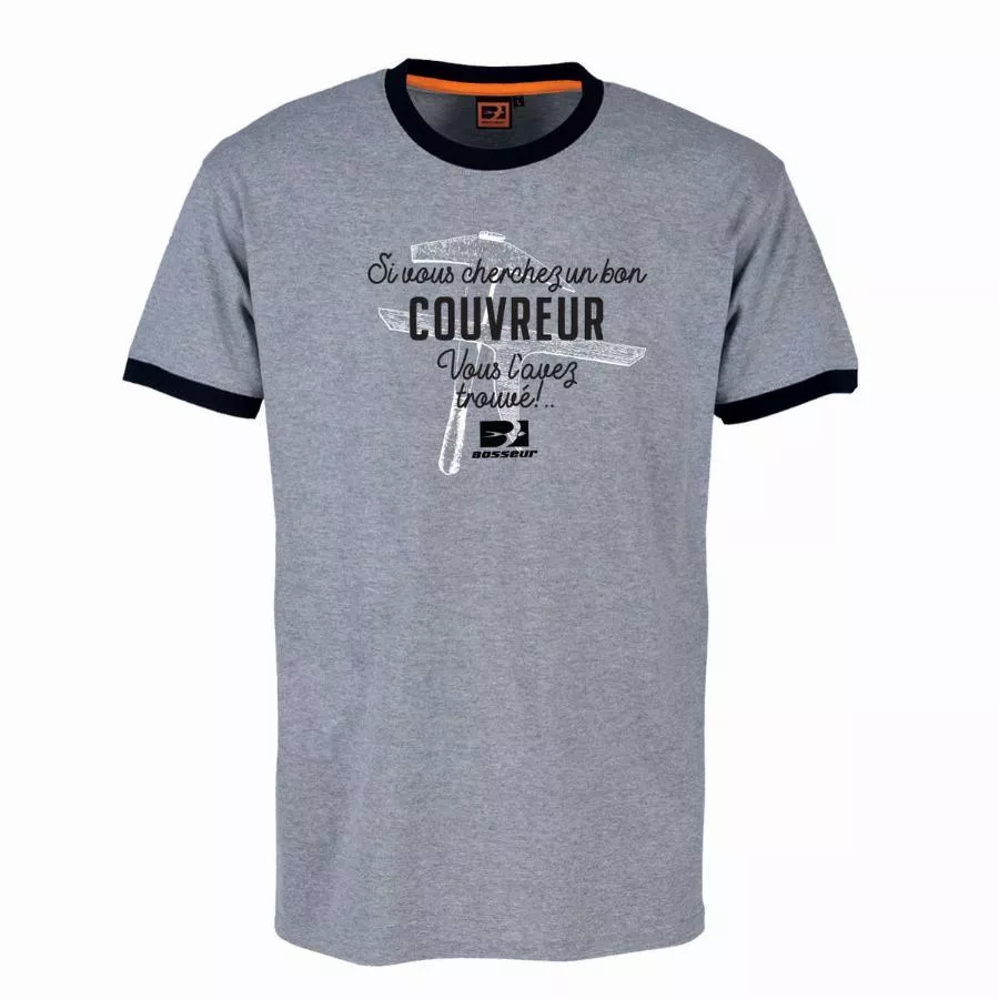 Tee-shirt de travail Couvreur BOSSEUR Gris chiné - Taille L - 11533-003