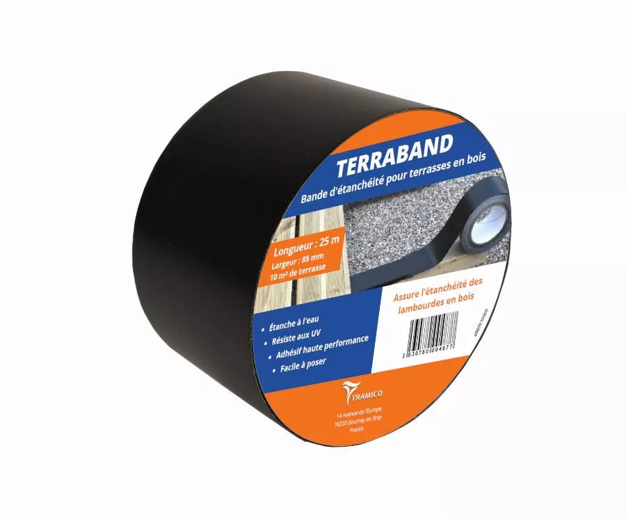 Bande d'étanchéité TRAMICO Terraband pour terrasse Bois - 85 x 0,3 mm - L 25 m - 3201000000 Bande d'étanchéité TRAMICO Terraband pour terrasse Bois - 85 x 0,3 mm - L 25 m - 3201000000