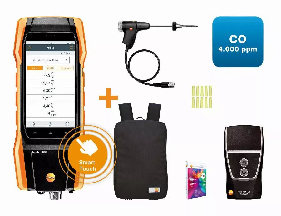 Testo 300 initial avec imprimante + connecteur bluetooth + sac à dos, O2, CO jusqu’à 4 000 ppm - TESTO - 0564 3002 96 Testo 300 initial avec imprimante + connecteur bluetooth + sac à dos, O2, CO jusqu’à 4 000 ppm - TESTO - 0564 3002 96