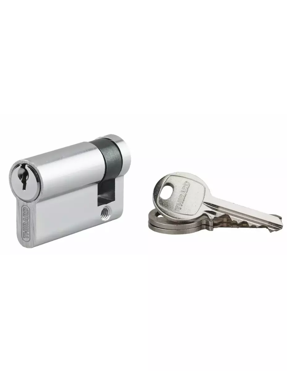 Cylindre de serrure à clé crantée Ecopro nickelé - Demi-cylindre - 40 x 10 - Varié - THIRARD - 00007952