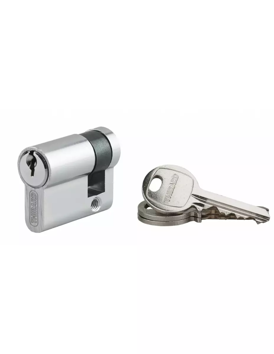 Cylindre de serrure à clé crantée Ecopro nickelé - Demi-cylindre - 30 x 10 - Varié - THIRARD - 00007948 Cylindre de serrure à clé crantée Ecopro nickelé - Demi-cylindre - 30 x 10 - Varié - THIRARD - 00007948