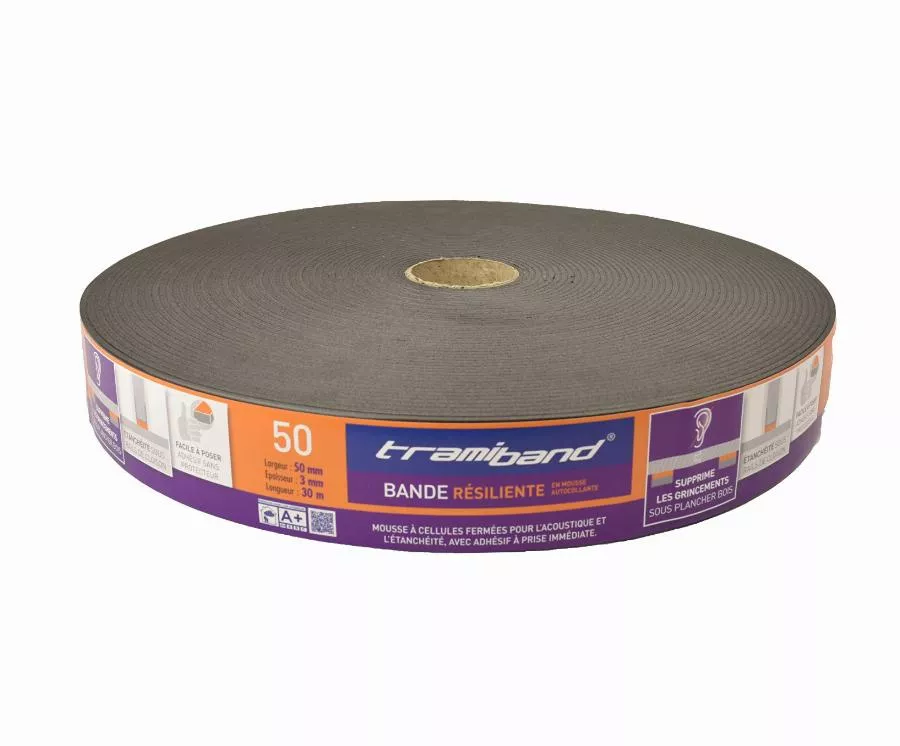 Bande acoustique sous parquet TRAMICO Tramiband SR - 25 x 5 mm - L 20 m - 2936260000 Bande acoustique sous parquet TRAMICO Tramiband SR - 25 x 5 mm - L 20 m - 2936260000