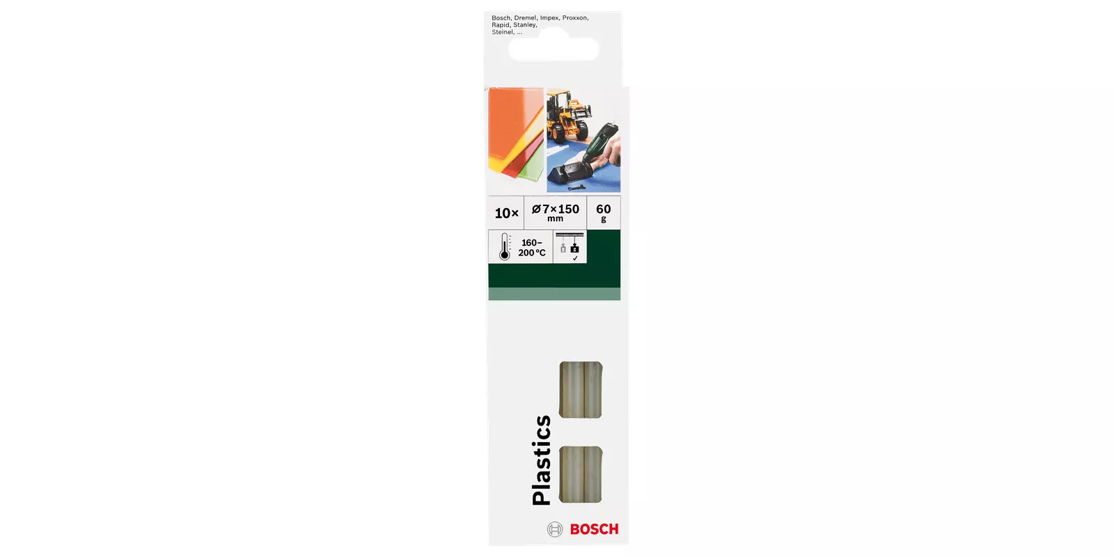 Bâtonnets de colle pour plastique - BOSCH - 10 pièces - 2609256D32
