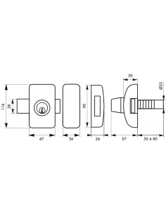 Verrou universel THIRARD double cylindre languette HG5 + 3 clés - 000804