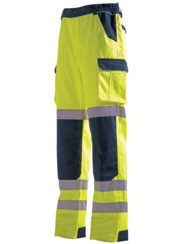Pantalon haute visibilité jaune/bleu SINGER - coton.60/poly.40% - 280gr/m² - Taille S (38) - PILA01        