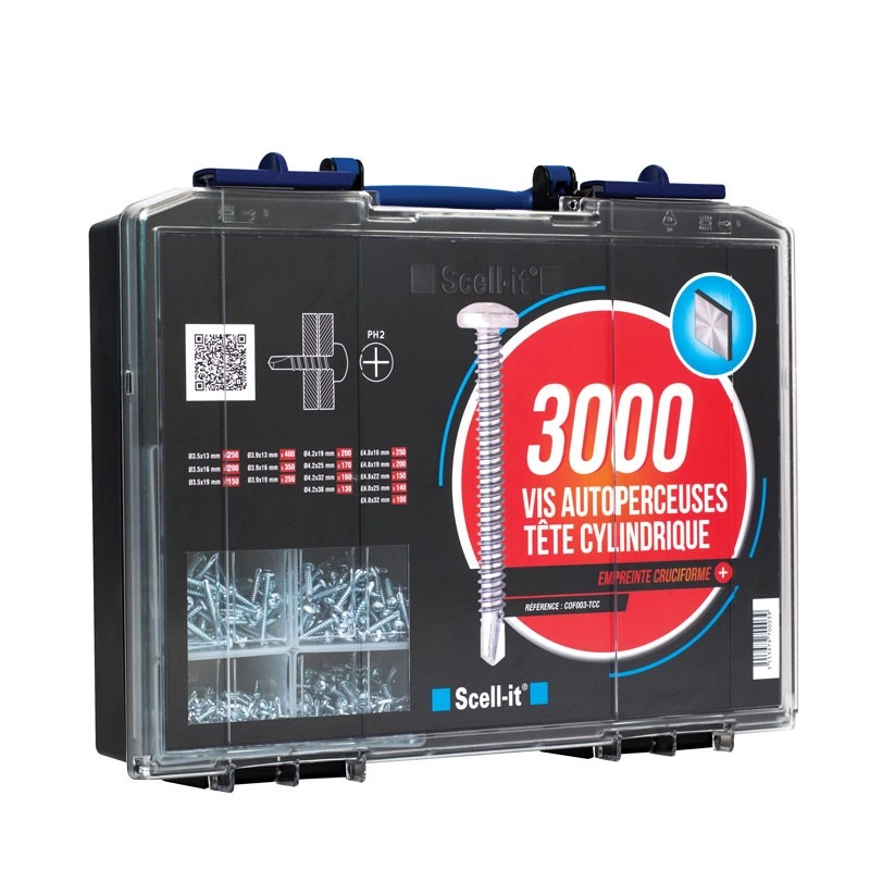 Coffret de 3000 vis autoperceuses TCC SCELLIT - empreinte cruciforme - COF003-TCC