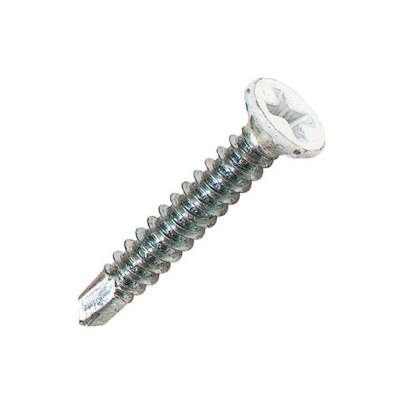 Boîte 1000 Vis auto-perceuse crantée sous tête fraisée blanche SCELL-IT - PH2 - 3.9 x 32 mm - PVCFW39032