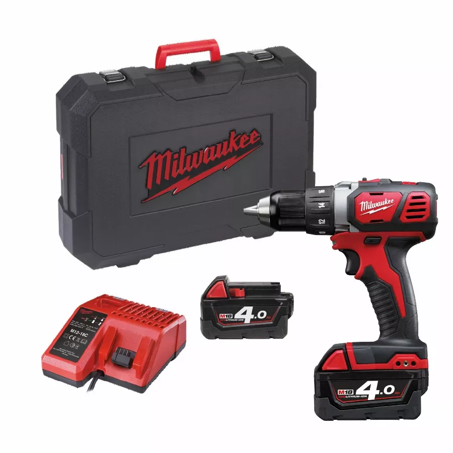 Perceuse visseuse MILWAUKEE M18 BDD-402C 18V + 2 batteries 4.0Ah, chargeur, en coffret - 4933443565