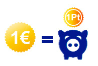 1 euro = 1 point 1 euro = 1 point
